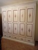 Armadio shabby 5 porte legno bianco anticato decorato filo marrone 254X61X240 VISTA FRONTALE
