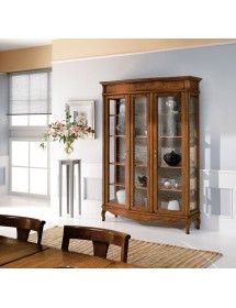 MOBILI 2G - VETRINA IN LEGNO MASSELLO 2 PORTE VETRI CURVI ANTERIORI MISURA L.159 P.47 H.212