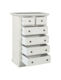 Cassettiera 6 cassetti in legno shabby bianco anticato 62x37X93 vista frontale