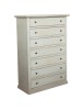 Cassettiera 7 cassetti in legno shabby bianco anticato 87x45X127 vista frontale