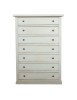 Cassettiera 7 cassetti in legno shabby bianco anticato 87x45X127 vista frontale