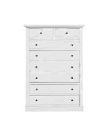 Cassettiera 8 cassetti arte povera legno bianco 87x40X126 VISTA FRONTALE