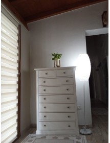 Cassettiera 8 cassetti arte povera legno bianco 87x40X126 VISTA FRONTALE