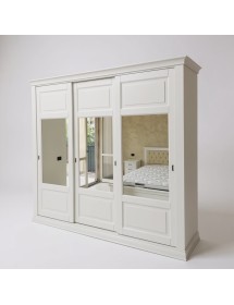 Armadio 3 porte scorrevoli vetro legno shabby bianco 294x65x258