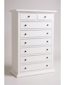 Cassettiera 8 cassetti arte povera legno bianco 87x40X126 VISTA FRONTALE