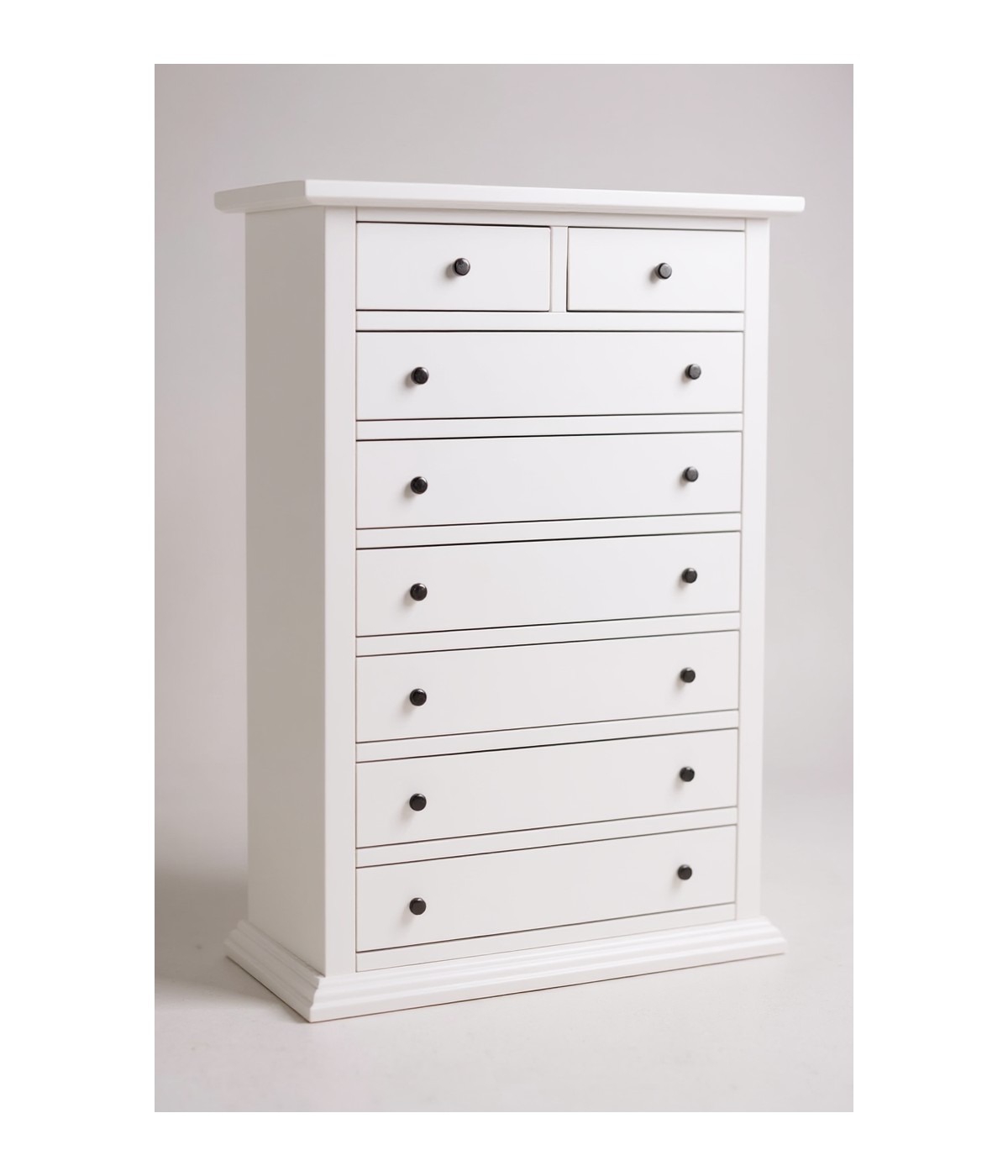 Cassettiera 8 cassetti arte povera legno bianco 87x40X126 VISTA FRONTALE