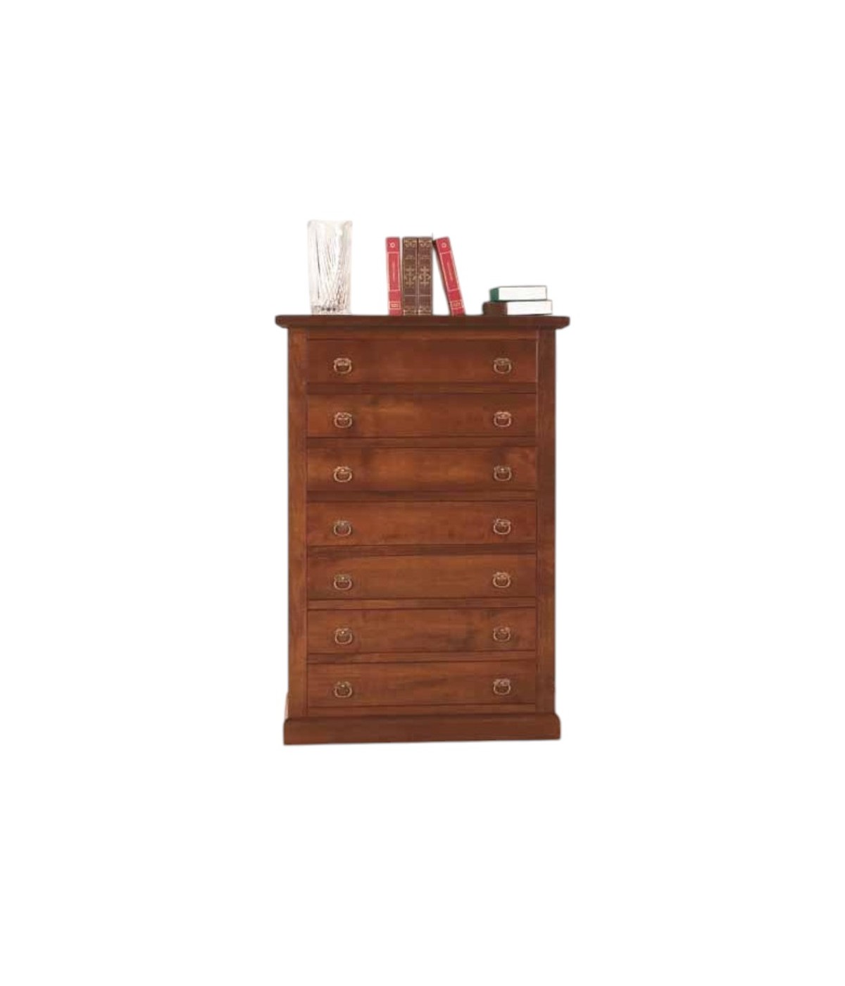 Cassettiera 7 cassetti arte povera legno tinta noce 87x45X127