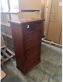 Cassettiera arte povera 8 cassetti in legno noce 66x40X129 vista frontale