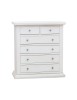 Cassettiera 6 cassetti legno shabby bianco pomolo argento 86x40X96 vista frontale