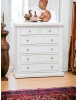 Cassettiera 6 cassetti legno shabby bianco pomolo argento 86x40X96 vista frontale
