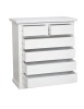 Cassettiera 6 cassetti legno shabby bianco pomolo argento 86x40X96 vista frontale