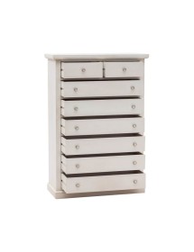 Cassettiera 8 cassetti legno bianco anticato pomoli argento 87x40X126 VISTA FRONTALE