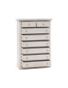 Cassettiera 8 cassetti legno bianco anticato pomoli argento 87x40X126 VISTA FRONTALE