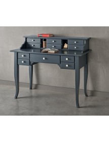 Scrivania 11 cassetti legno shabby grigio 120X57X104 VISTA FRONTALE