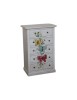 Cassettiera 6 cassetti in legno shabby bianco anticato decori farfalla 62x37X93 vista frontale