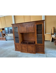 Parete attrezzata porta tv arte povera legno noce bassano 250x53x225