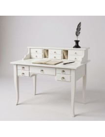 Scrivania 11 cassetti shabby legno bianco 120X57X104