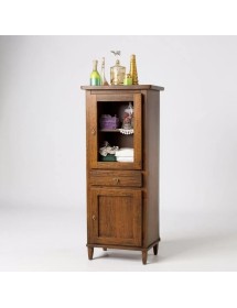 Vetrina colonna 2 Porte 1 cassetto legno tinta noce 54x45x150