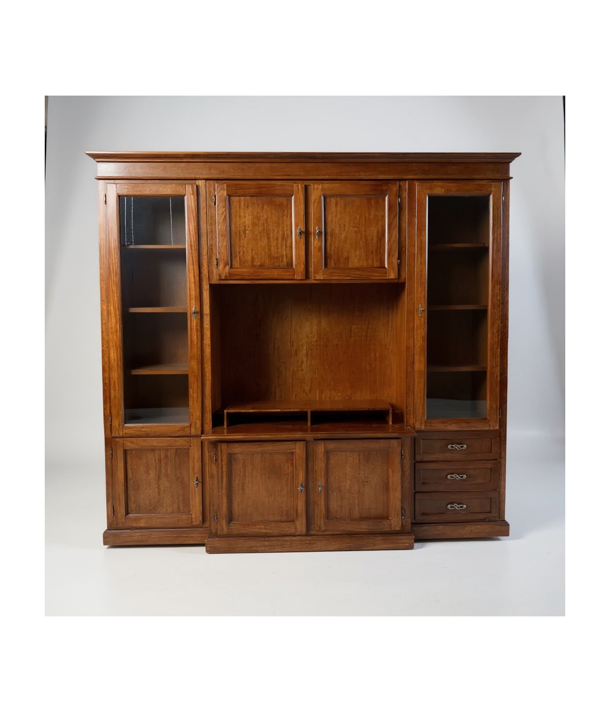 Parete attrezzata porta tv arte povera legno noce bassano 250x53x225