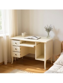 Scrivania porta computer arte povera legno avorio opaco 130x75x81 vista frontale