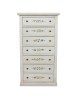 Cassettiera 7 cassetti shabby legno bianco anticato decorata 70x40X120 VISTA FRONTALE