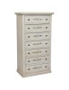 Cassettiera 7 cassetti shabby legno bianco anticato decorata 70x40X120 VISTA FRONTALE