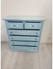 Cassettiera 6 cassetti in legno shabby azzurro anticato decorato 86x40X96 vista frontale