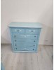 Cassettiera 6 cassetti in legno shabby azzurro anticato decorato 86x40X96 vista frontale