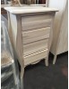 Cassettiera 4 cassetti legno shabby avorio anticato filo oro 62x42x105 vista frontale