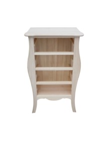 Cassettiera 4 cassetti legno shabby avorio anticato filo oro 62x42x105 vista frontale