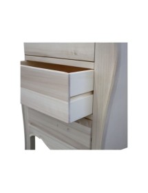 Cassettiera 4 cassetti legno shabby avorio anticato filo oro 62x42x105 vista frontale