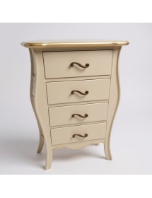 Cassettiera 4 cassetti legno shabby avorio anticato filo oro 62x42x105