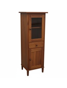 Vetrina colonna 2 Porte 1 cassetto legno tinta noce 54x45x150