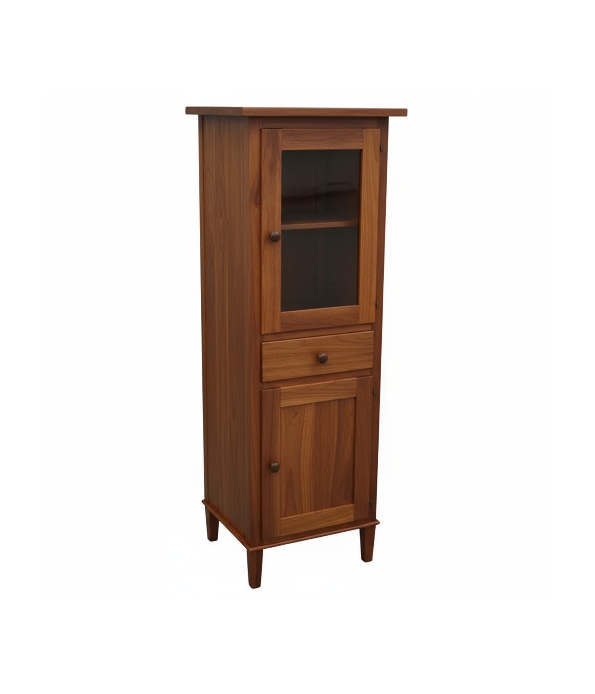 Vetrina colonna 2 Porte 1 cassetto legno tinta noce 54x45x150