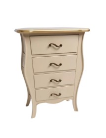 Cassettiera 4 cassetti legno shabby avorio anticato filo oro 62x42x105