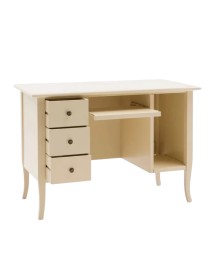 Scrivania porta computer arte povera legno avorio opaco 130x75x81 vista frontale