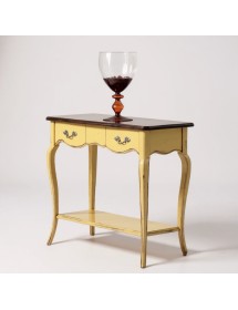 Consolle classica 2 cassetti legno giallo shabby bicolore 88X33x79