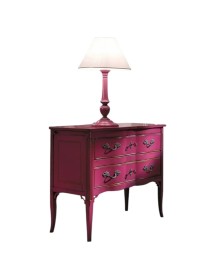 MOBILI 2G - Cassettiera 2 cassetti Legno rosa Shabby chic 92x44x79 VISTA FRONTALE