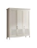 MOBILI 2G - Armadio classico 3 porte paglia di vienna Legno bianco shabby 190x62x220 vista frontale