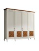 MOBILI 2G - Armadio classico 4 porte intarsiate Legno bicolore shabby 286x65x255 vista frontale