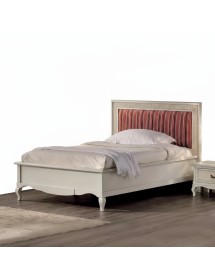 MOBILI 2G - Letto una piazza e mezza Classico Legno Bianco shabby 140 vista frontale