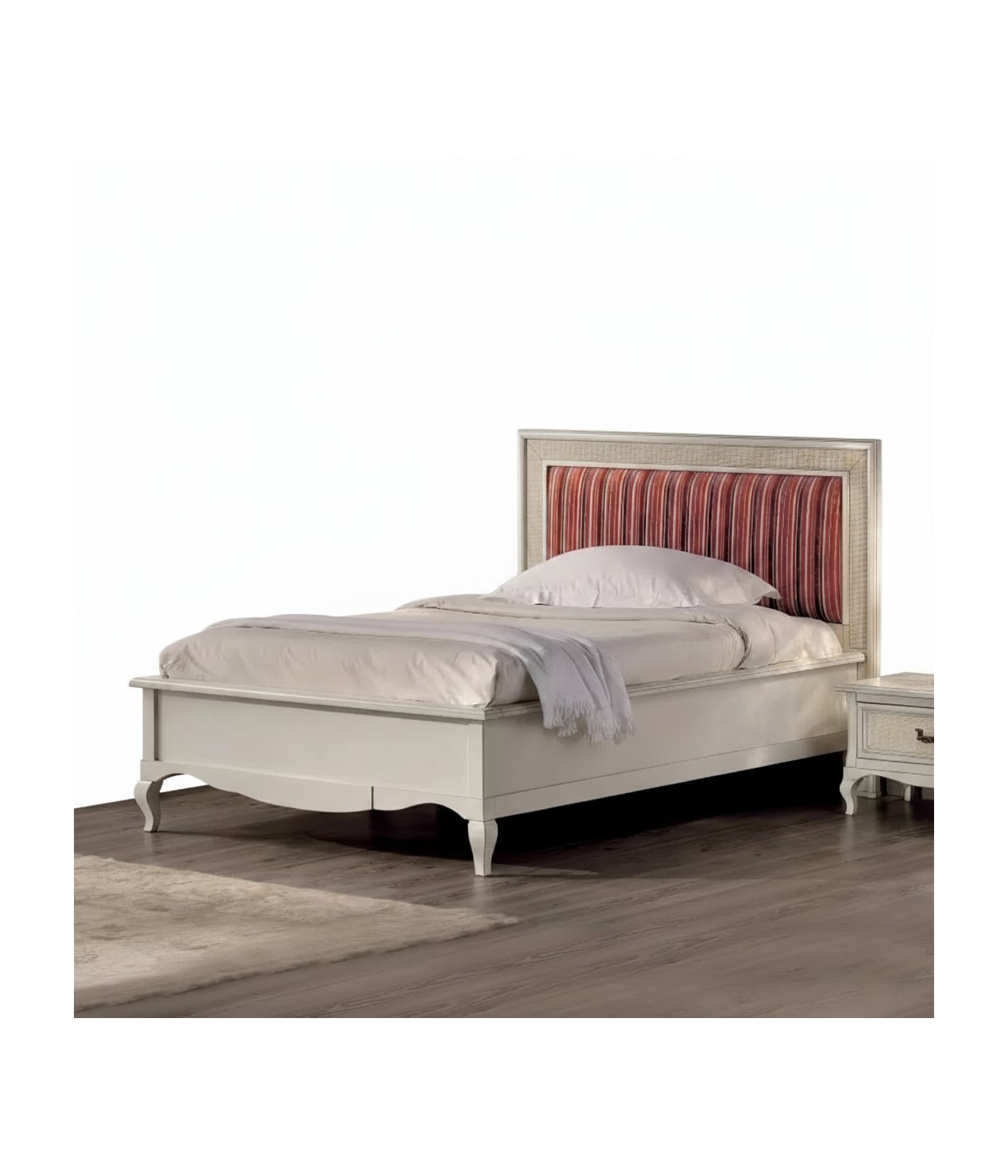 MOBILI 2G - Letto una piazza e mezza Classico Legno Bianco shabby 140 vista frontale