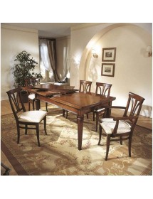 TAVOLO RETTANGOLARE ALLUNGABILE LEGNO TINTA NOCE 180/360X100 vista frontale