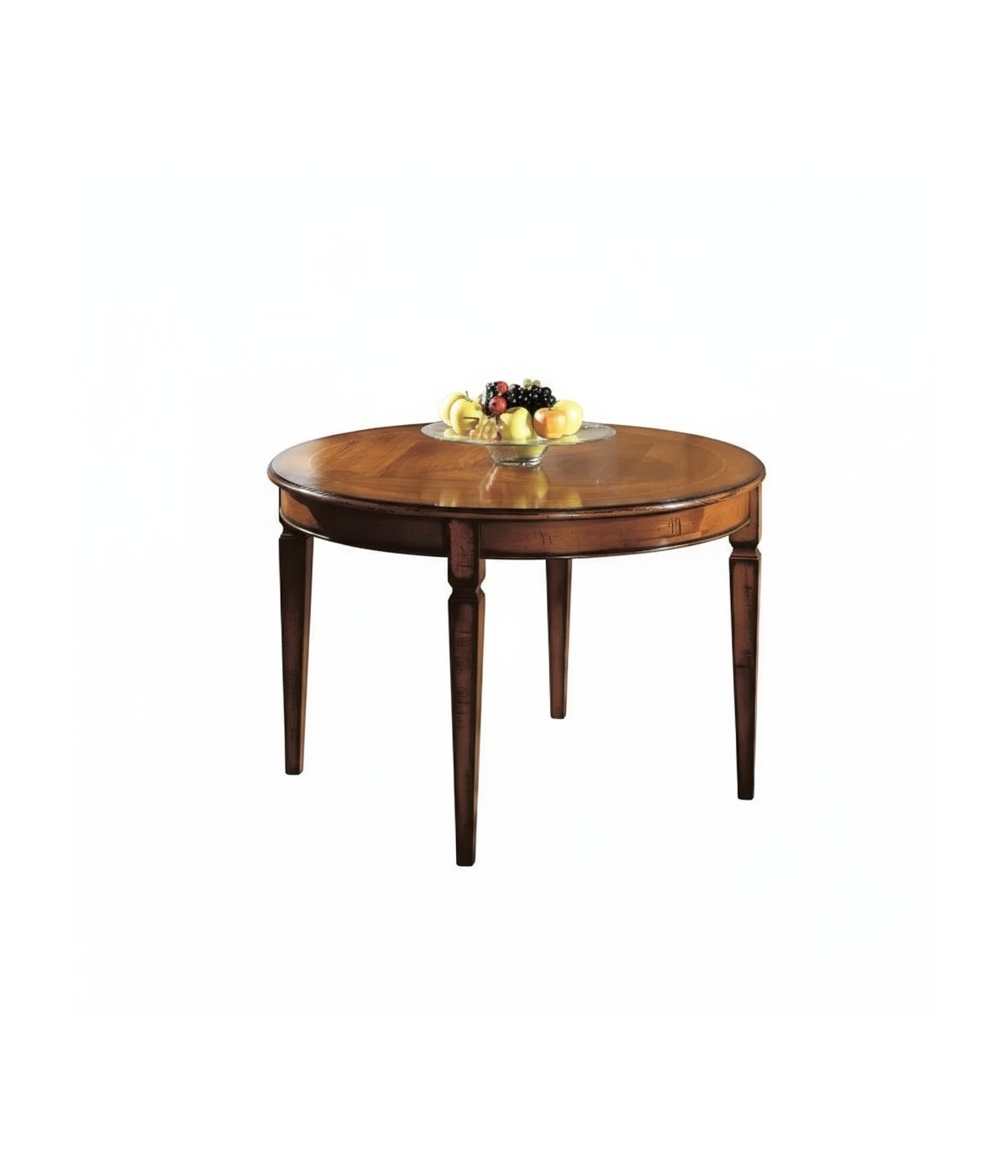 MOBILI 2G - TAVOLO ROTONDO ALLUNGABILE IN LEGNO MASSELLO DI NOCE D.120 H.78