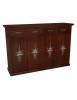 Madia Credenza legno 4 porte 4 cassetti tinta noce decorata 160X40X110 vista frontale