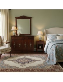 Madia Credenza legno 4 porte 4 cassetti tinta noce decorata 160X40X110 vista frontale