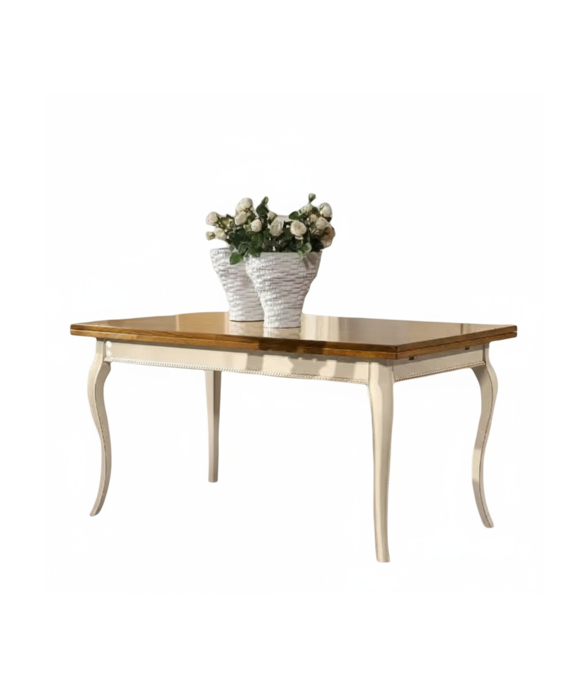 MOBILI 2G - TAVOLO RETTANGOLARE IN LEGNO ALLUNGABILE 160X85 FINITURA BICOLORE