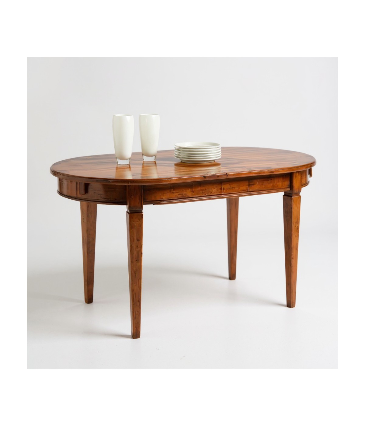 MOBILI 2G - TAVOLO OVALE IN LEGNO ALLUNGABILE L.160 P.100 H.78 vista frontale