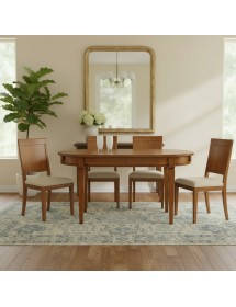 MOBILI 2G - TAVOLO OVALE IN LEGNO ALLUNGABILE L.160 P.100 H.78 vista frontale