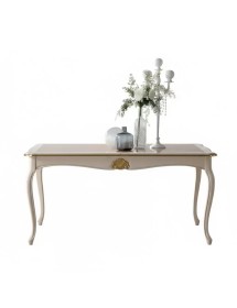 TAVOLO RETTANGOLARE ALLUNGABILE LEGNO SHABBY DECORI ORO 180X100x78